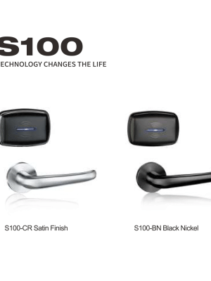 2026-SMARTEK-6_02 Das S100 Split Smart Lock ist in den Ausführungen Satin-Chrom und Schwarz-Nickel erhältlich