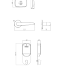 S100 split smart lock technical drawing showing dimensions of RFID reader and door handle