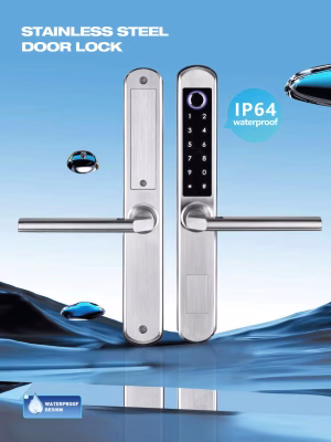 Cerradura inteligente de acero inoxidable con clasificación IP64, lector de huellas dactilares y teclado retroiluminado
