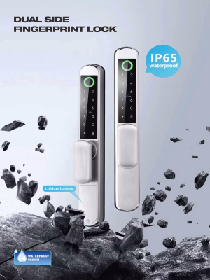 IP65-zweiseitiges Smart-Türschloss mit Fingerabdruckerkennung, Edelstahl-Langplatte und Tastatur