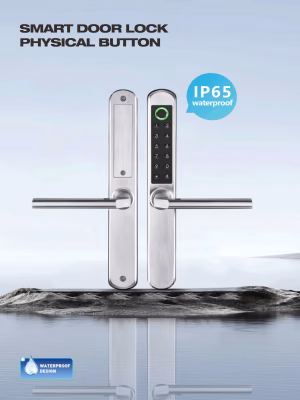 Cerradura inteligente de acero inoxidable con clasificación IP65, teclado físico y lector de huellas dactilares