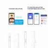 Tuya and TTLock app interfaces for remote control alongside smart lock dimensional drawings