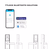 TT Lock app control with Bluetooth features plus dimensional drawings of front and rear panels