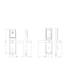 classical hotel RFID card lock technical dimensions, front and side views