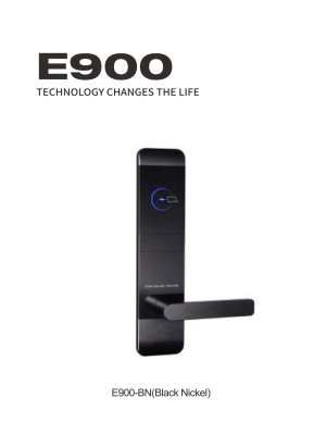 E900_02 cerradura de aluminio para tarjetas inteligentes de hotel en acabado metálico oscuro con icono de lector y luz anular