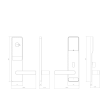 Bluetooth hotel smart card lock technical dimensions with front, side, and rear views