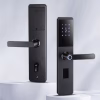 slim fingerprint lever smart lock with backlit touch keypad, front and rear views