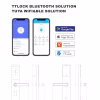 Tuya and TT Lock app control with Bluetooth and Wi‑Fi options plus dimensional drawings