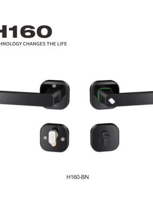 H160_02 lever‑handle hotel smart card lock set with exterior reader handle and interior privacy module