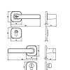 lever‑handle hotel smart card lock technical dimensions with front, side, and interior views