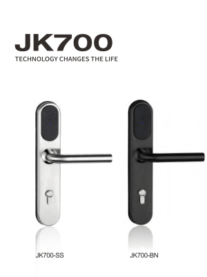 JK700_02 Cerradura de tarjeta inteligente para hoteles europeos en acabados de acero inoxidable y negro mate