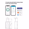 Tuya and TTLock app interfaces with smart key box dimensional drawings