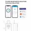 Tuya and TTLock app interfaces alongside dimensional drawings of the smart key box