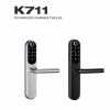 lever fingerprint smart door lock lineup in stainless and black finishes