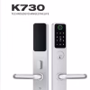 slim ANSI lever smart door lock with black front panel and keypad variant
