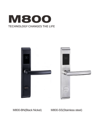 RFID hotel smart card lock in black‑nickel and stainless finishes