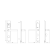 RFID hotel smart card lock technical dimensions with front, side, and rear views