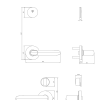 S190 split smart lock technical drawing showing dimensions of RFID reader and door handle