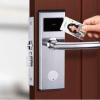 C300 classical hotel smart card lock with tap-to-open access on a real door