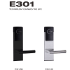 E301 hotel smart card lock in black nickel and satin stainless finishes