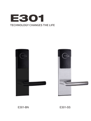 S301_02 Cerradura de tarjeta inteligente para hotel E301 en acabados de níquel negro y acero inoxidable satinado