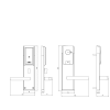 E301 hotel smart lock technical dimensions drawing front and side views