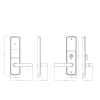 luxury hotel smart card lock technical dimensions with front, side, and rear views