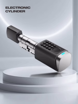 Smart electronic door cylinder with tactile keypad and Bluetooth status light
