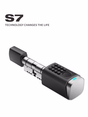 Smart electronic door cylinder product view highlighting compact design