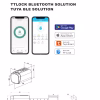 Smart cylinder app interfaces with TTLock/Tuya BLE and technical dimensions