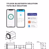 TTLock and Tuya app interfaces with technical drawings and dimensions