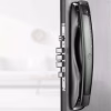Smart lock installed on a door with multi‑bolt mortise and touch keypad panel