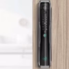 Smart lock installed on a wooden door with integrated camera and numeric keypad