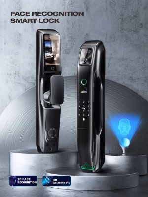 Cerradura inteligente con reconocimiento facial, cámara HD, teclado y anillo de estado iluminado