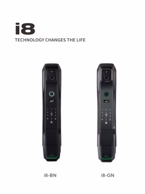i8-02 Vergleich zweier Smart-Lock-Varianten in eleganter schwarzer Ausführung von vorne