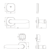 S170 split smart door lock dimension drawing with detailed specs for reader panel and handle
