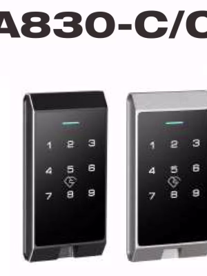 Fechadura com teclado tátil inteligente, nos acabamentos preto e prateado