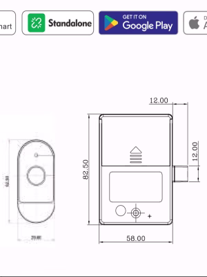 2026-SMARTEK-73_04 Smart fingerprint cabinet lock technical drawing with dimensions and Type-C charging port